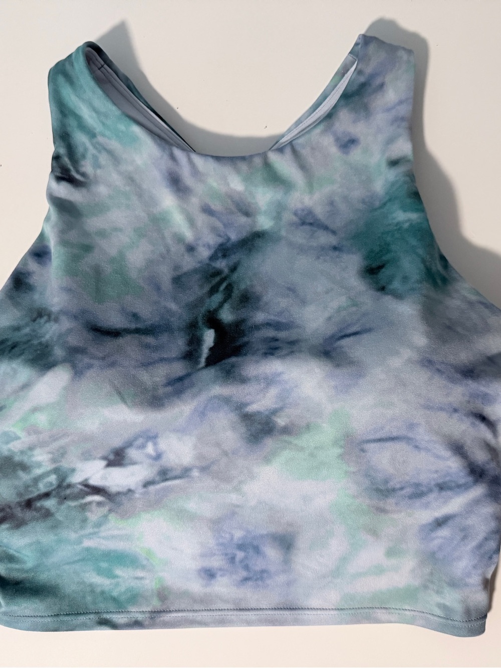 Athleta Women's Tie-Dye Crop Tank in Teal, Light Blue, and Mint